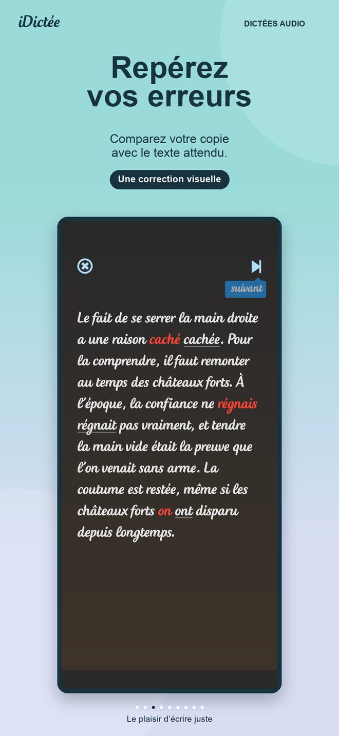 La correction visuelle d'une dictée