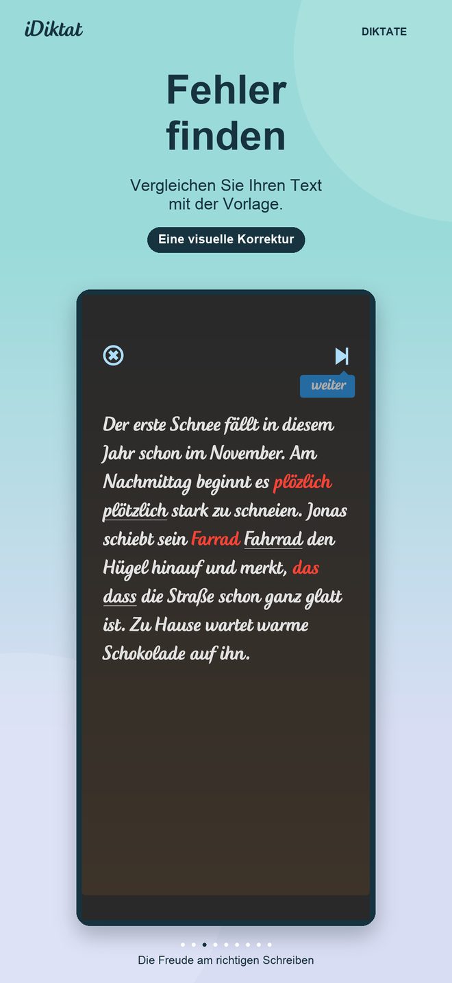 Die visuelle Korrektur im iDiktat