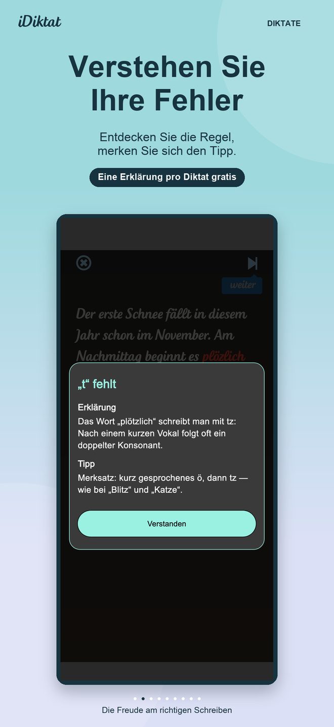 Erklärung eines Fehlers in iDiktat