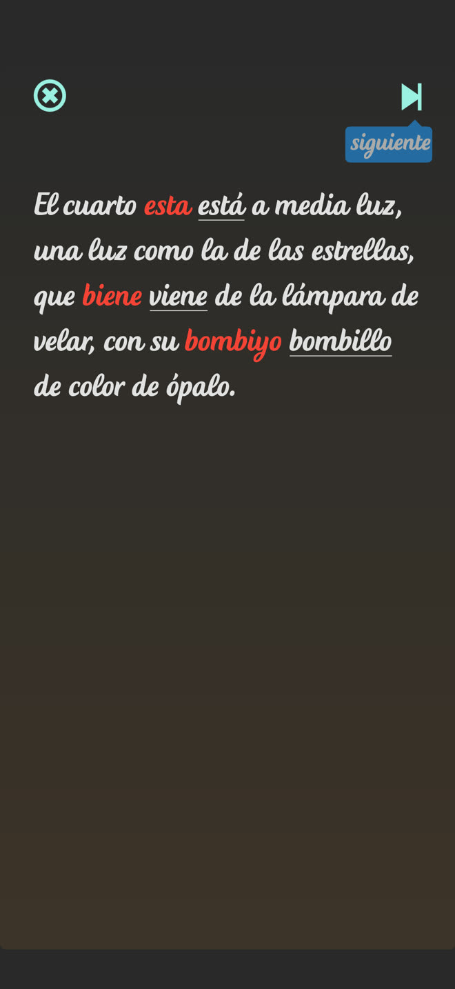 La corrección visual en iDictado