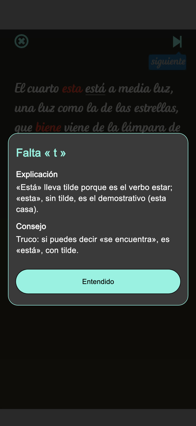 Explicación de un error en iDictado
