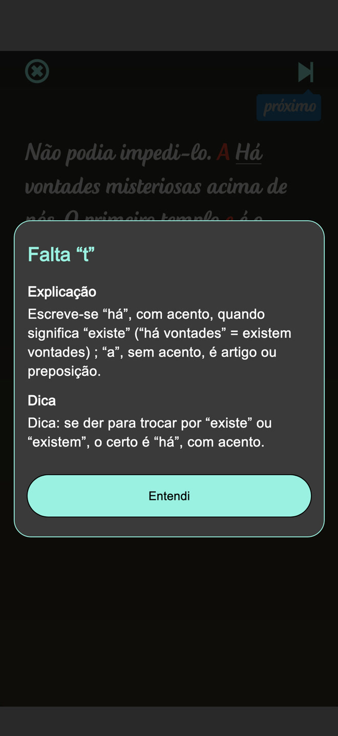 A explicação de um erro no iDitado